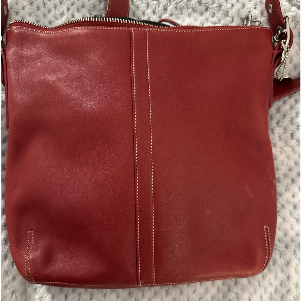 Coach Red Leather 9326 Shoulder Crossbody Bag- a bit of a Hobo style  EUC